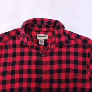 St Johns Bay Buffalo Check Flannel Casual Button Up Shirt Mens Size M Red Black
